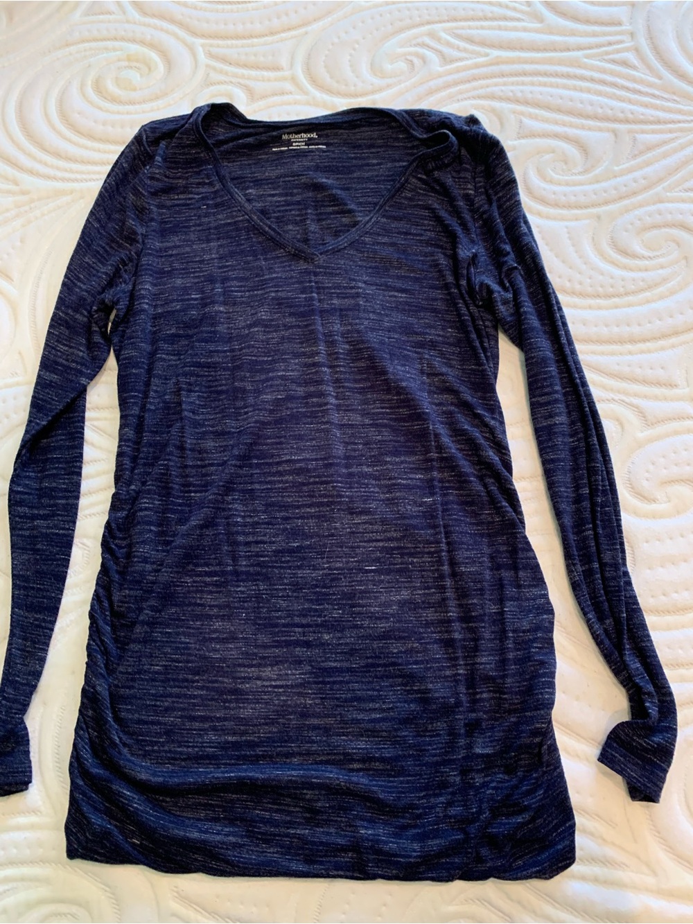 Motherhood Maternity Blue V Neck Long Sleeve Shirt Size Small